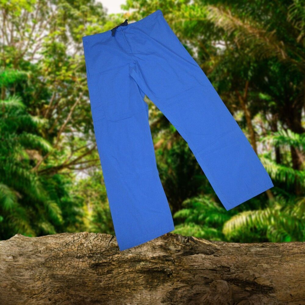 Unisex Medical Scrub Pants Drawstring Waist Royal Blue Work Uniform Bottoms